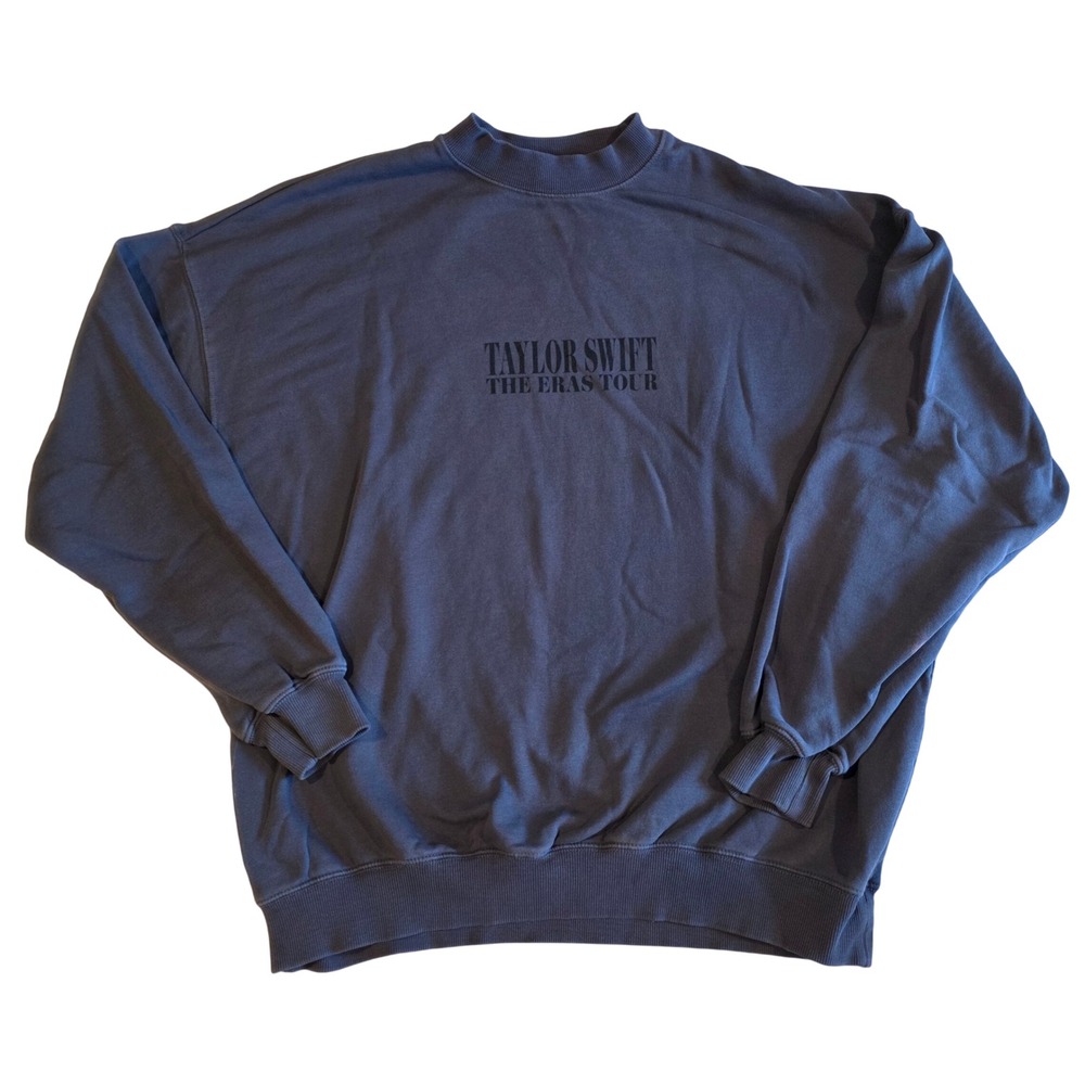 Taylor Swift Eras Tour Mineral Wash Gray Crewneck Sweatshirt Oversized Merch L